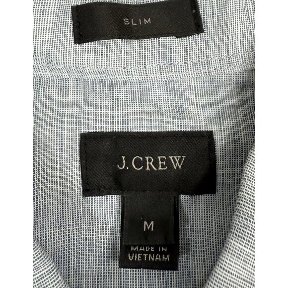 J Crew Mens Baird McNutt Irish Linen Blend Shirt Sz Medium Long Sleeve Blue - Picture 8 of 13